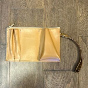 Del Conte leather Elegant Tan Wristlet Clutch wallet made in Italy